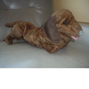 Folkmanis Dachshund Weiner Dog Puppet Brown Plush Stuffed Hand Puppet Toy 21”